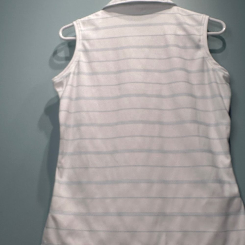 Nike Golf Size Small 4 6 Fit Dry Dri sleeveless Polo Tank Tennis White Blue - Picture 2 of 16
